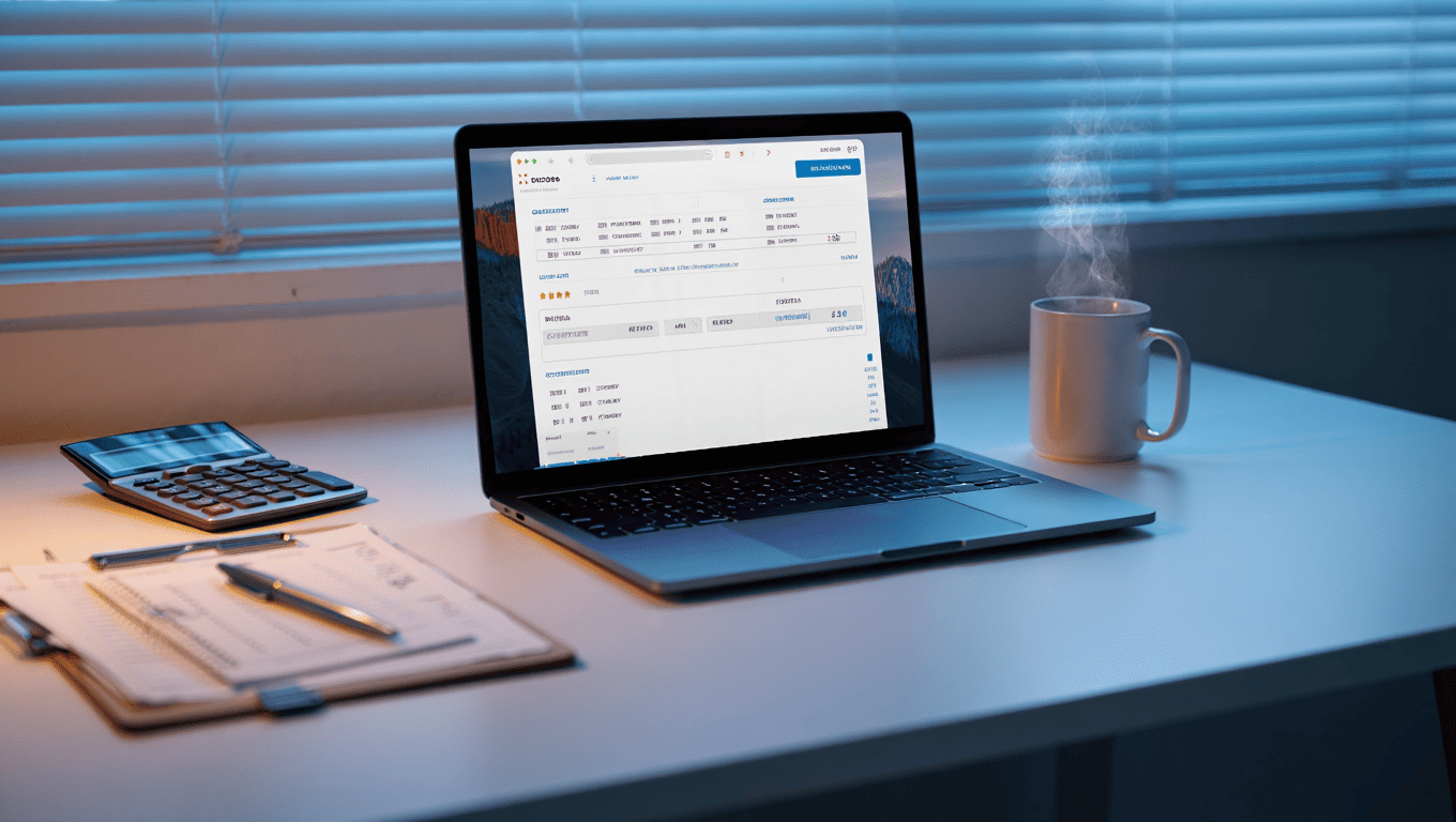 Oficina bien organizada con portatil