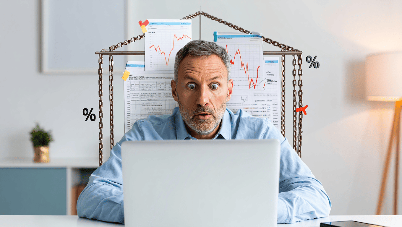 Persona soprendida con su portátil de un descubrimiento fiscal