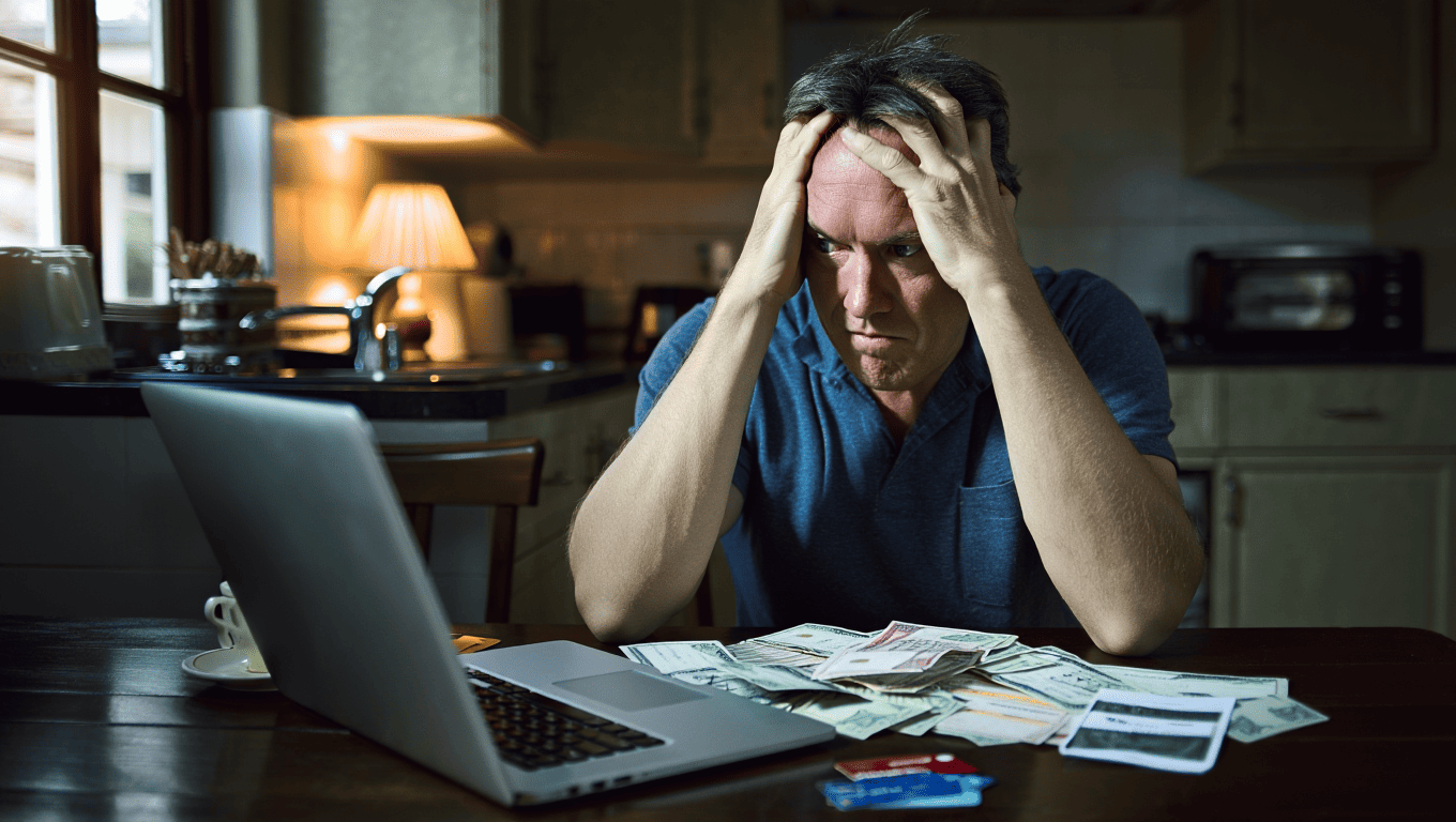 Persona con estrés financiero